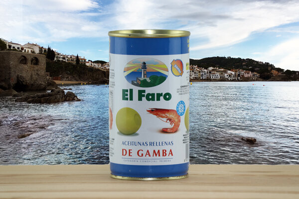 El Faro Oliven gefüllt mit Garnelen